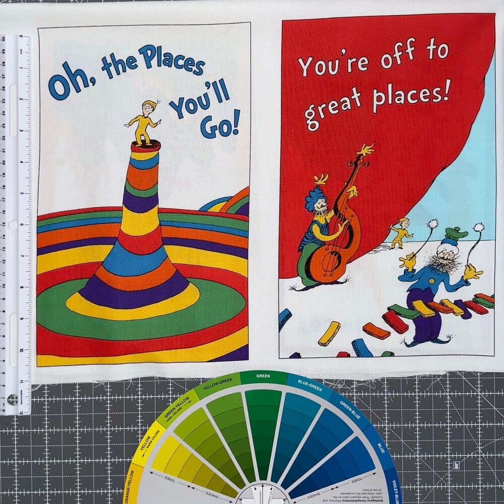 Licensed Dr. Seuss "Oh the Places You'll Go" for Robert Kaufman ~ 2/3 Yard Panel